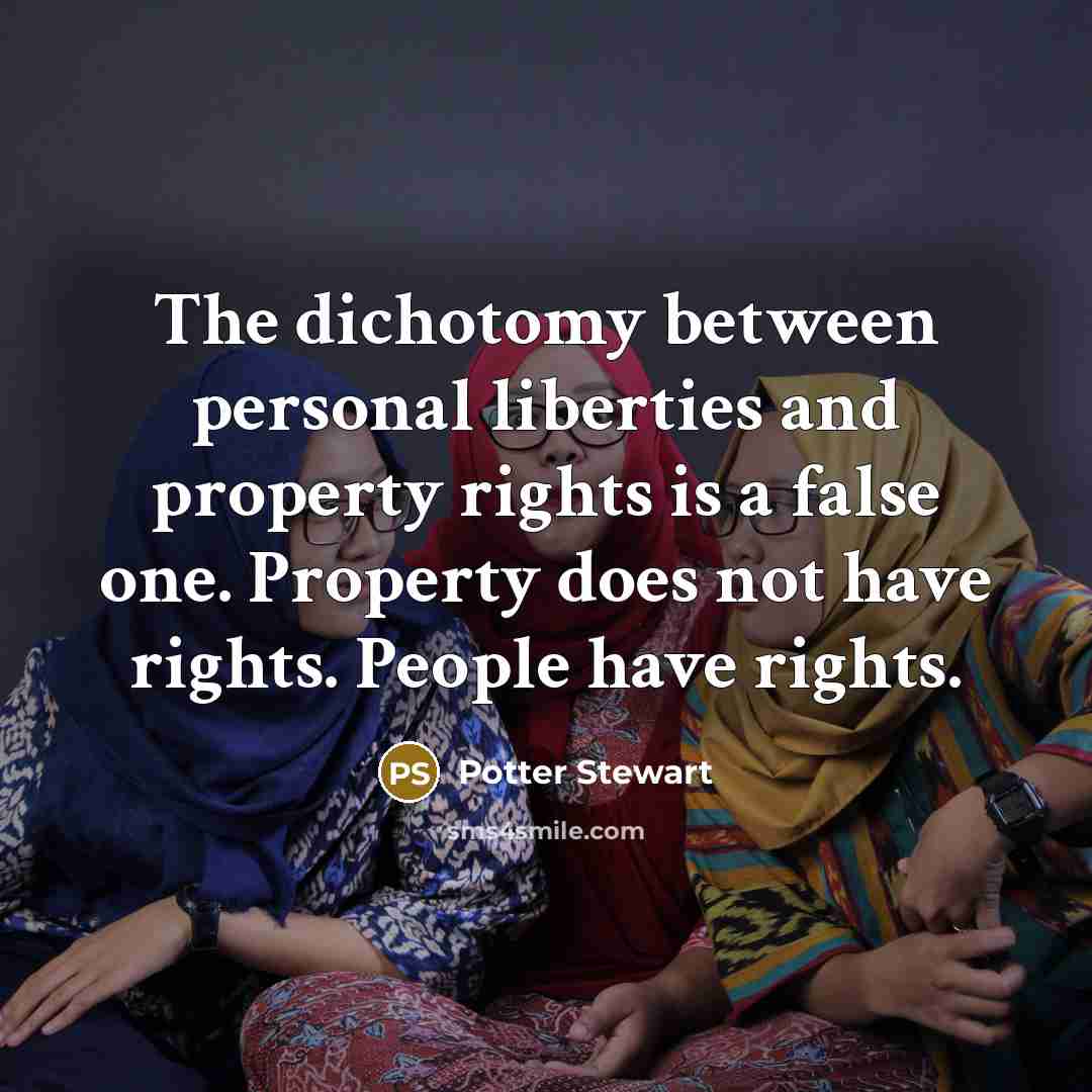 “The dichotomy between personal liberties and property rights is a…” quote by Potter Stewart