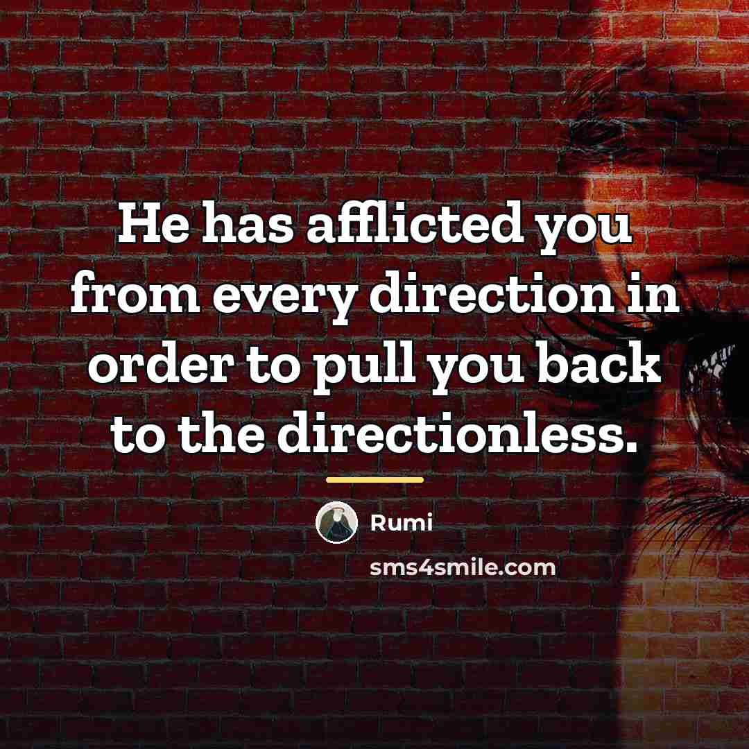 “He has afflicted you from every direction in order to…” quote by Rumi