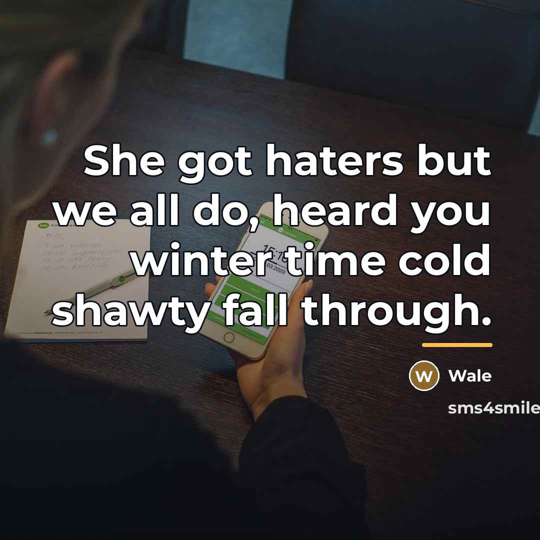 “She got haters but we all do, heard you winter…” quote by Wale