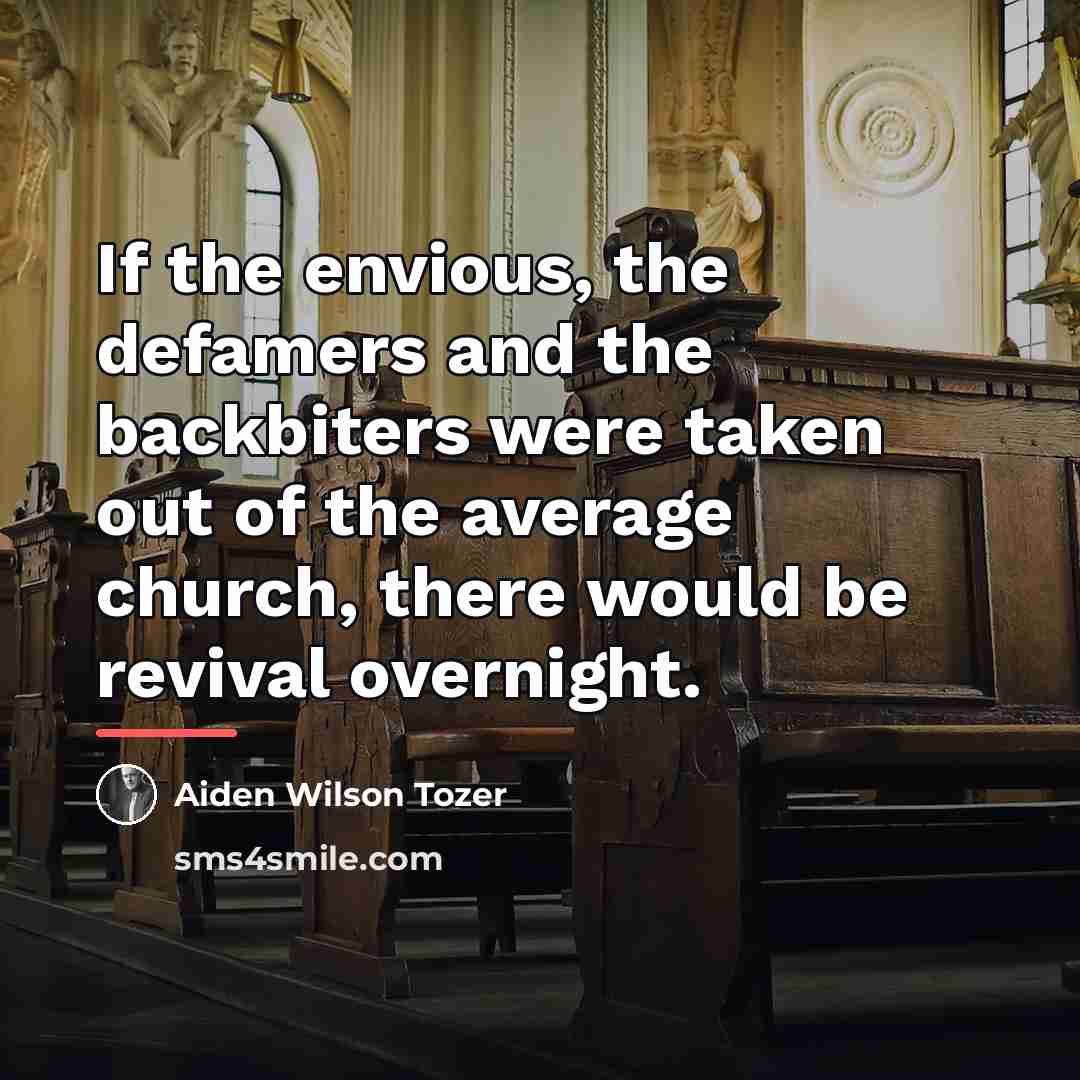 “If the envious, the defamers and the backbiters were taken…” quote by Aiden Wilson Tozer