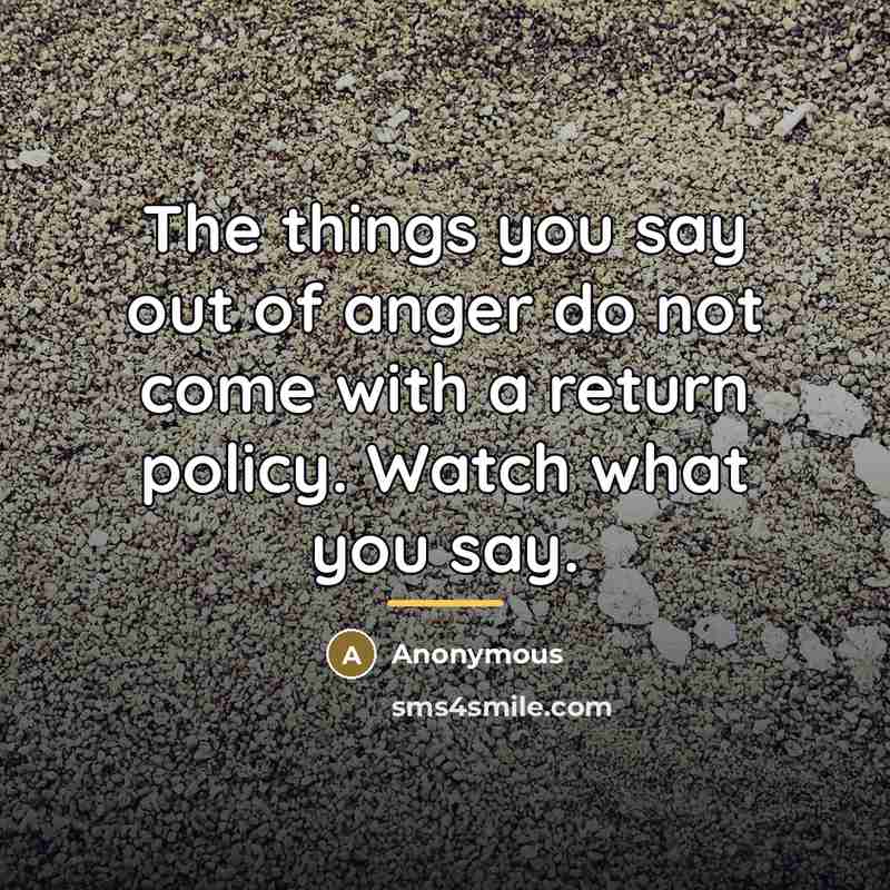 “The things you say out of anger do not come…” quote by Anonymous