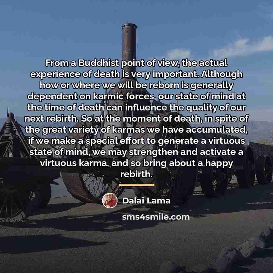 “From a Buddhist point of view, the actual experience of…” quote by Dalai Lama