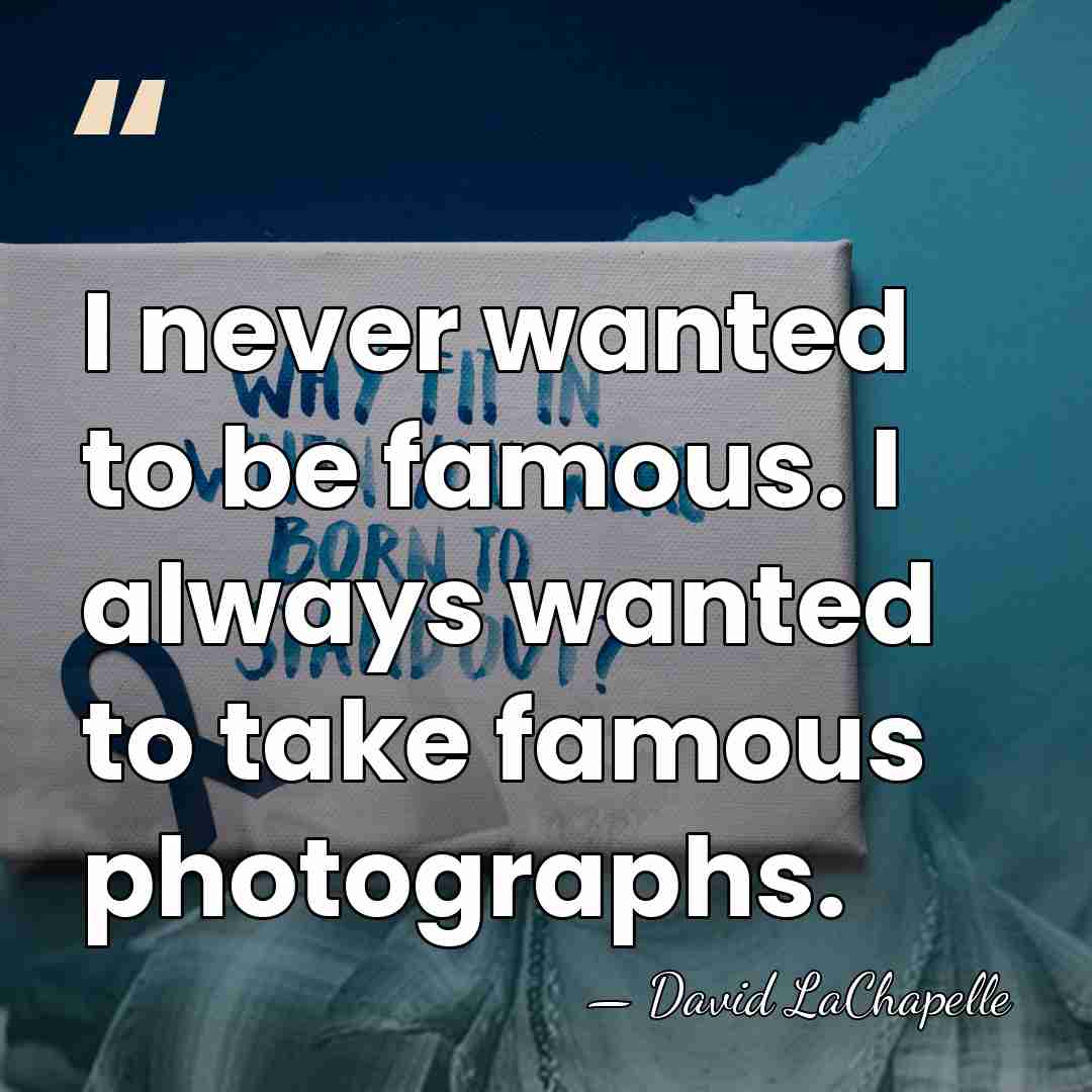 I never wanted to be famous. I always wanted to take famous&hellip; - David LaChapelle