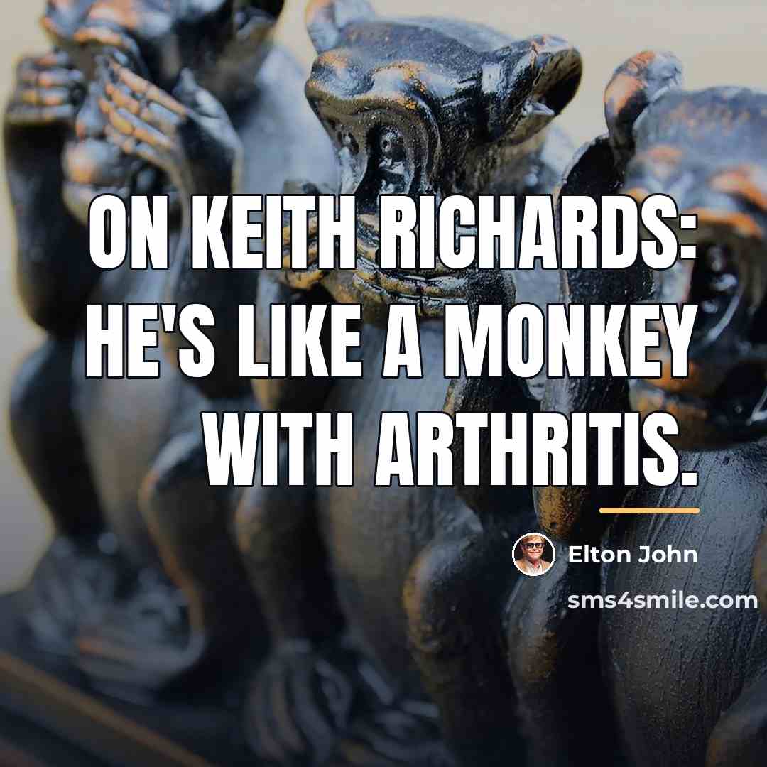 “On Keith Richards: He's like a monkey with arthritis.…” quote by Elton John