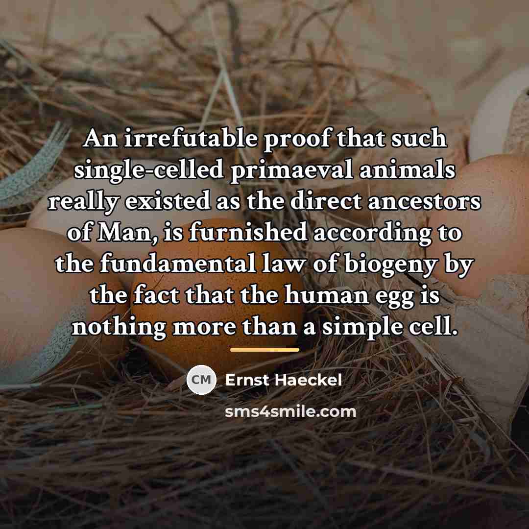 “An irrefutable proof that such single-celled primaeval animals really existed…” quote by Ernst Haeckel