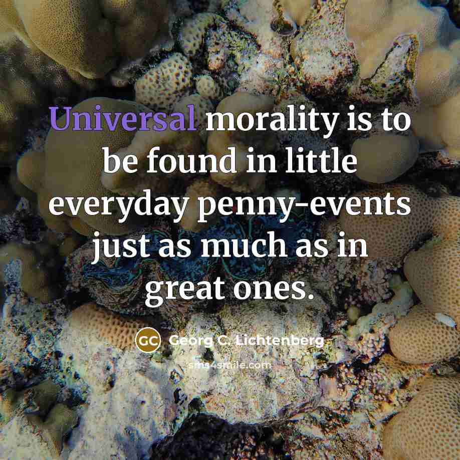 “Universal morality is to be found in little everyday penny-events…” quote by Georg C. Lichtenberg