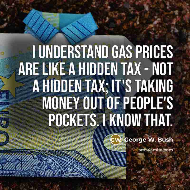 “I understand gas prices are like a hidden tax -…” quote by George W. Bush