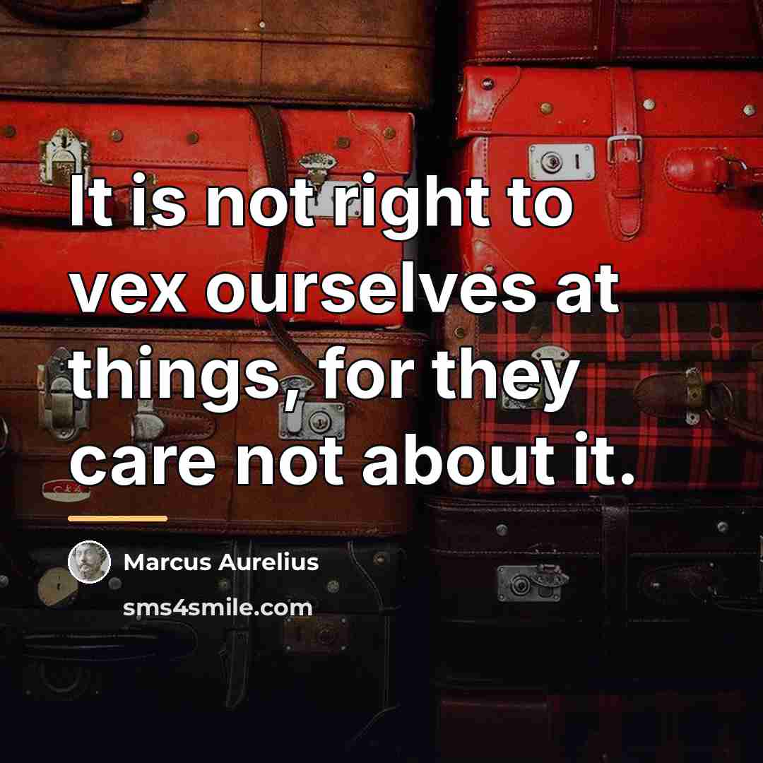 “It is not right to vex ourselves at things, for…” quote by Marcus Aurelius