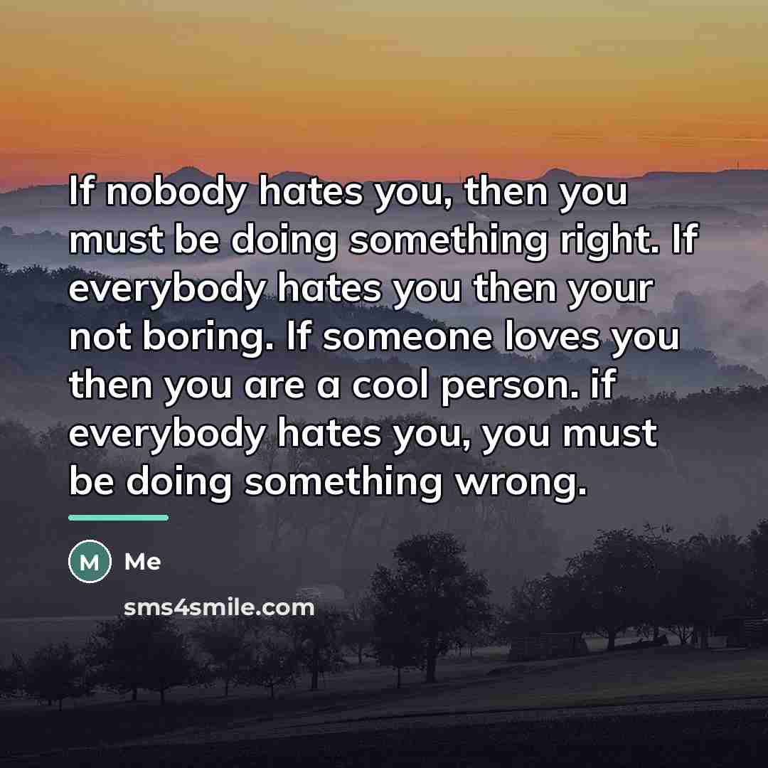 “If nobody hates you, then you must be doing something…” quote by Me