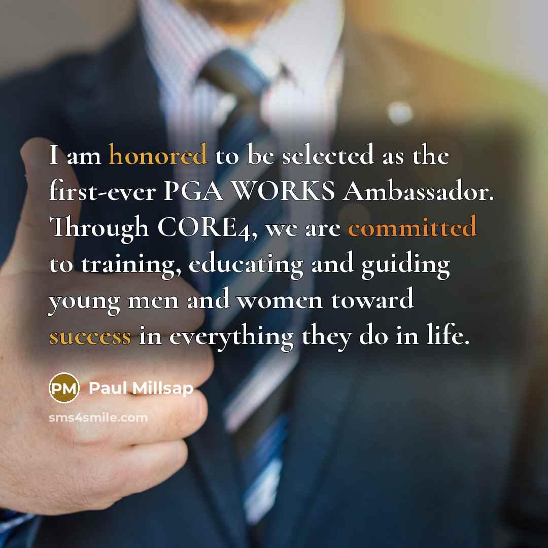 “I am honored to be selected as the first-ever PGA WORKS Ambassador. Through CORE4, we are committed to training, educating and guiding young men and women toward success in everything they do in life.” quote by Paul Millsap