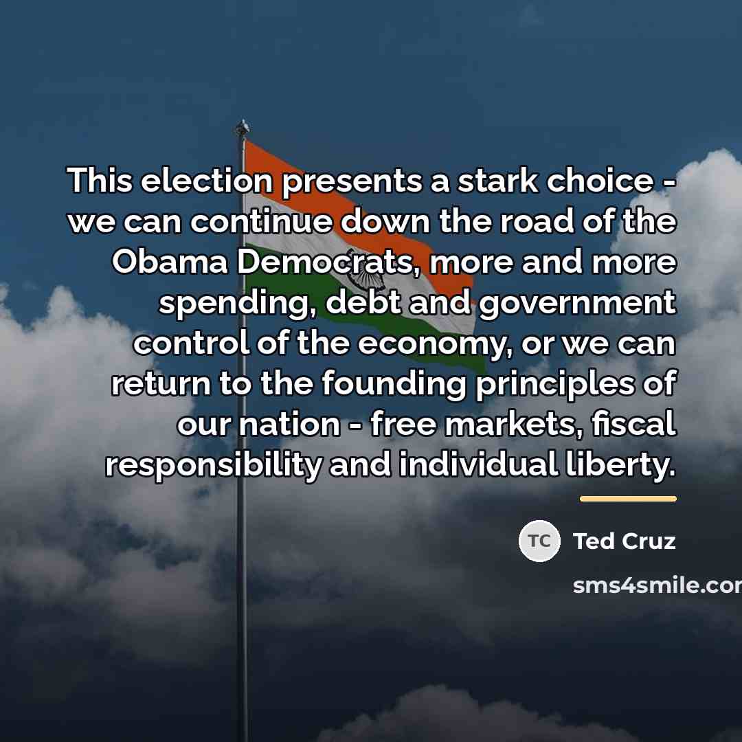 “This election presents a stark choice - we can continue…” quote by Ted Cruz
