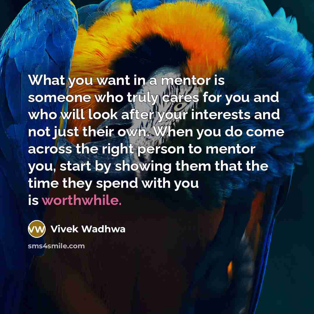 “What you want in a mentor is someone who truly…” quote by Vivek Wadhwa
