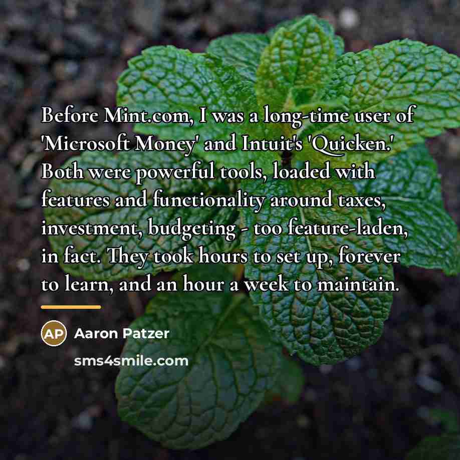 “Before Mint.com, I was a long-time user of 'Microsoft Money'…” quote by Aaron Patzer