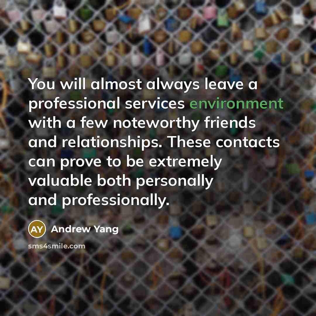“You will almost always leave a professional services environment with…” quote by Andrew Yang