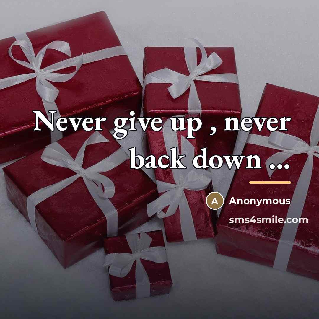 “Never give up , never back down ...…” quote by Anonymous