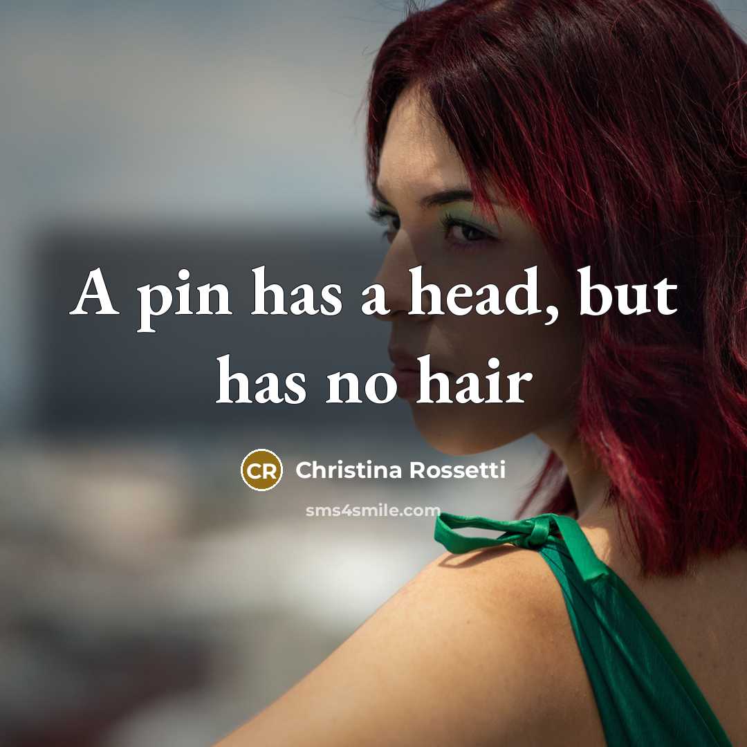 “A pin has a head, but has no hair…” quote by Christina Rossetti