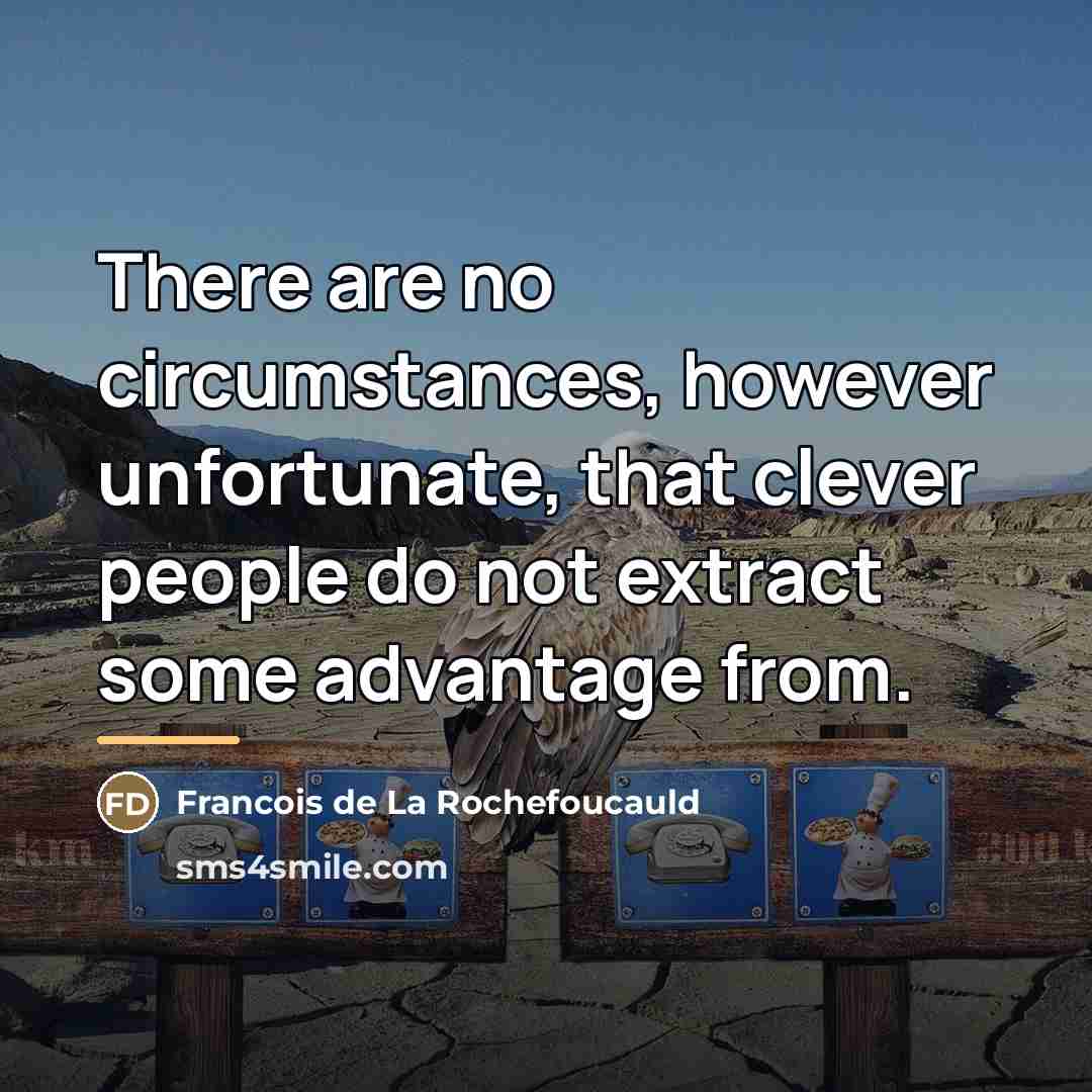 “There are no circumstances, however unfortunate, that clever people do…” quote by Francois de La Rochefoucauld