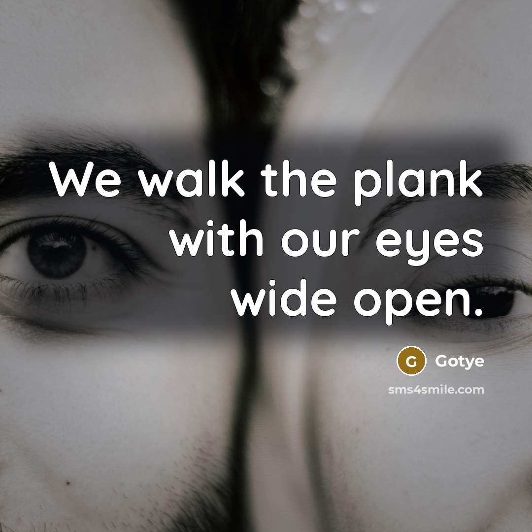 “We walk the plank with our eyes wide open.…” quote by Gotye
