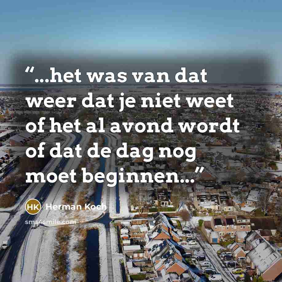 “...het was van dat weer dat je niet weet of het al avond wordt of dat de dag nog moet beginnen...” quote by Herman Koch