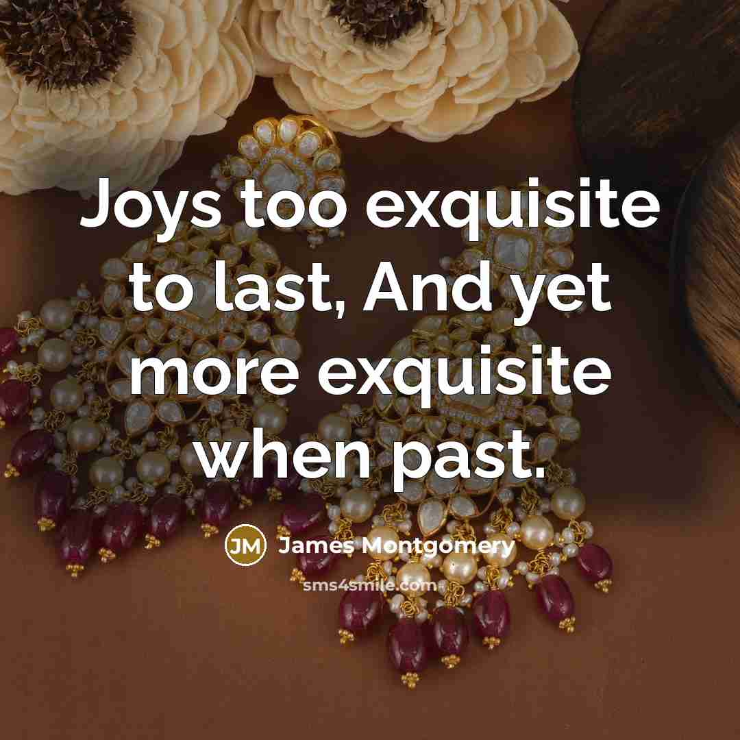 “Joys too exquisite to last, And yet more exquisite when…” quote by James Montgomery
