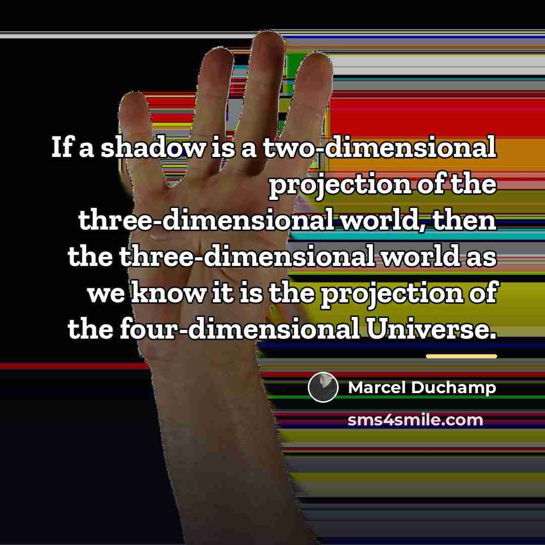 “If a shadow is a two-dimensional projection of the three-dimensional…” quote by Marcel Duchamp