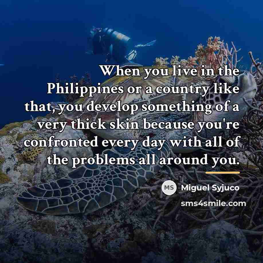 “When you live in the Philippines or a country like…” quote by Miguel Syjuco