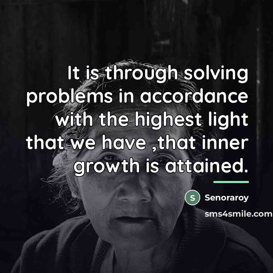 “It is through solving problems in accordance with the highest…” quote by Senoraroy