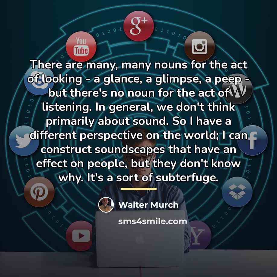 “There are many, many nouns for the act of looking…” quote by Walter Murch