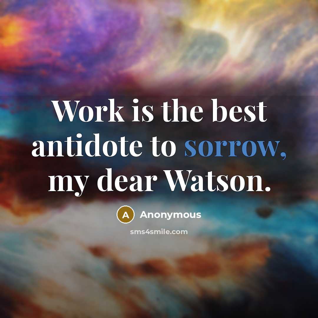 “Work is the best antidote to sorrow, my dear Watson.…” quote by Anonymous