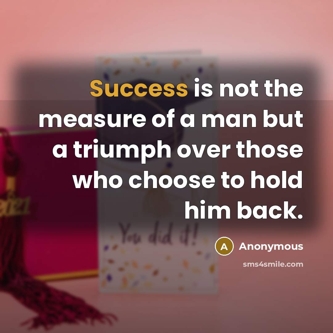 “Success is not the measure of a man but a…” quote by Anonymous