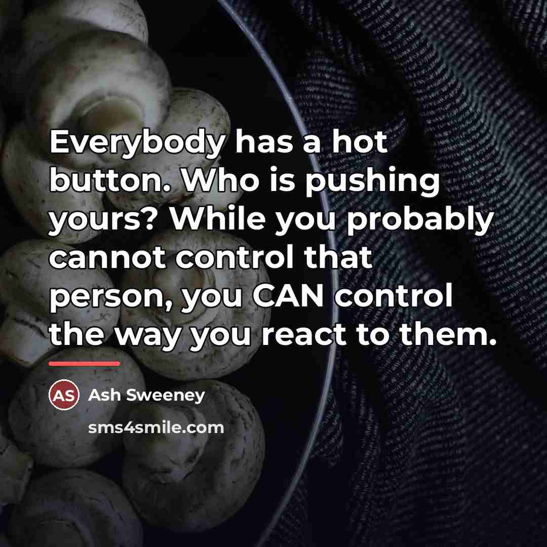 “Everybody has a hot button. Who is pushing yours? While…” quote by Ash Sweeney