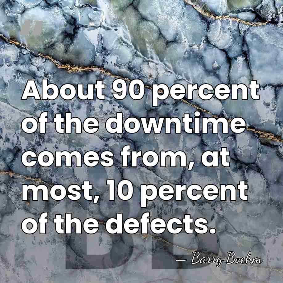 About 90 percent of the downtime comes from, at most, 10 percent&hellip; - Barry Boehm
