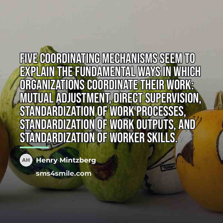 “Five coordinating mechanisms seem to explain the fundamental ways in…” quote by Henry Mintzberg