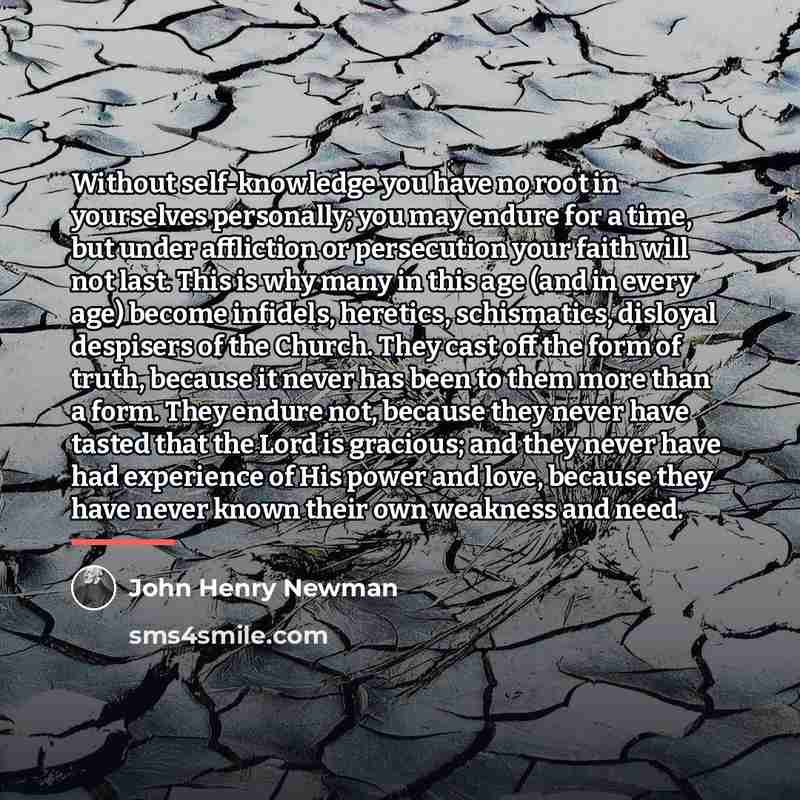 “Without self-knowledge you have no root in yourselves personally; you…” quote by John Henry Newman