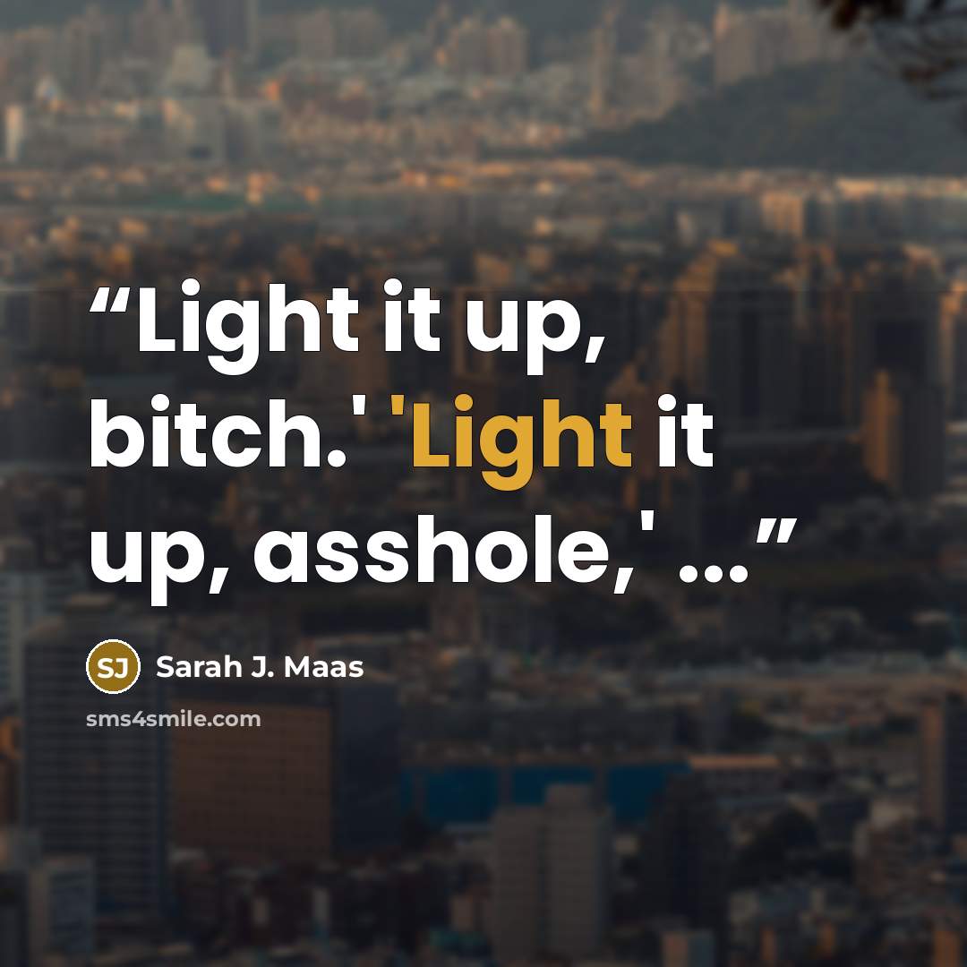 “Light it up, bitch.' 'Light it up, asshole,' ...” quote by Sarah J. Maas