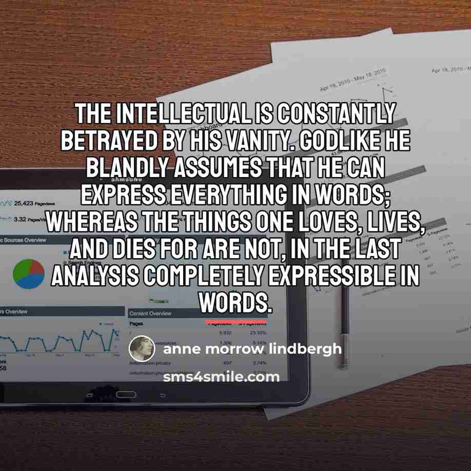 “The intellectual is constantly betrayed by his vanity. Godlike he…” quote by Anne Morrow Lindbergh