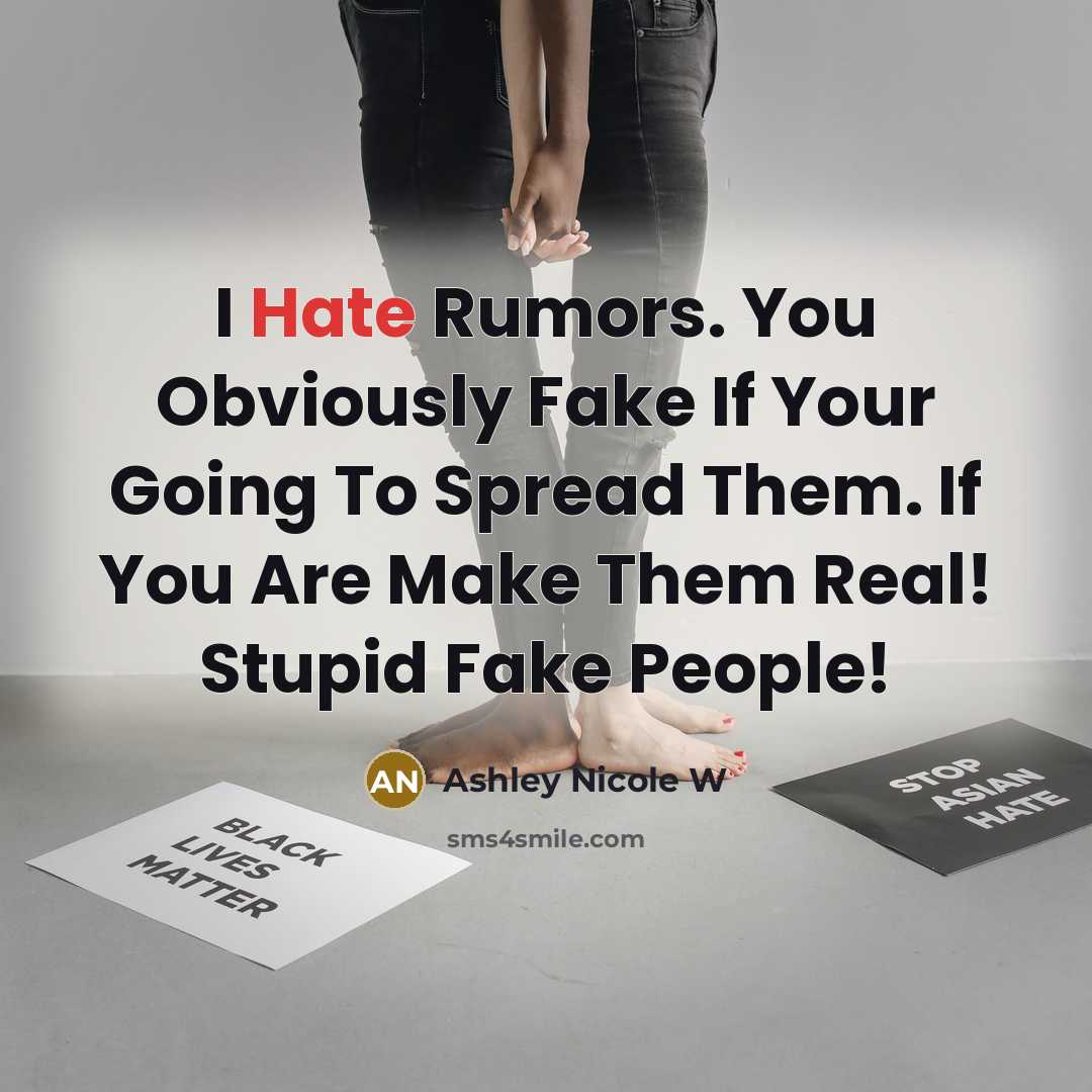 “I Hate Rumors. You Obviously Fake If Your Going To Spread Them. If You Are Make Them Real! Stupid Fake People!” quote by Ashley Nicole W
