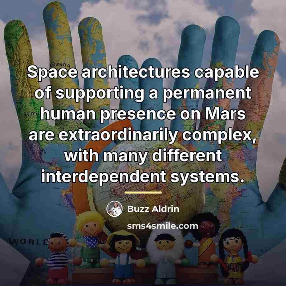 “Space architectures capable of supporting a permanent human presence on…” quote by Buzz Aldrin