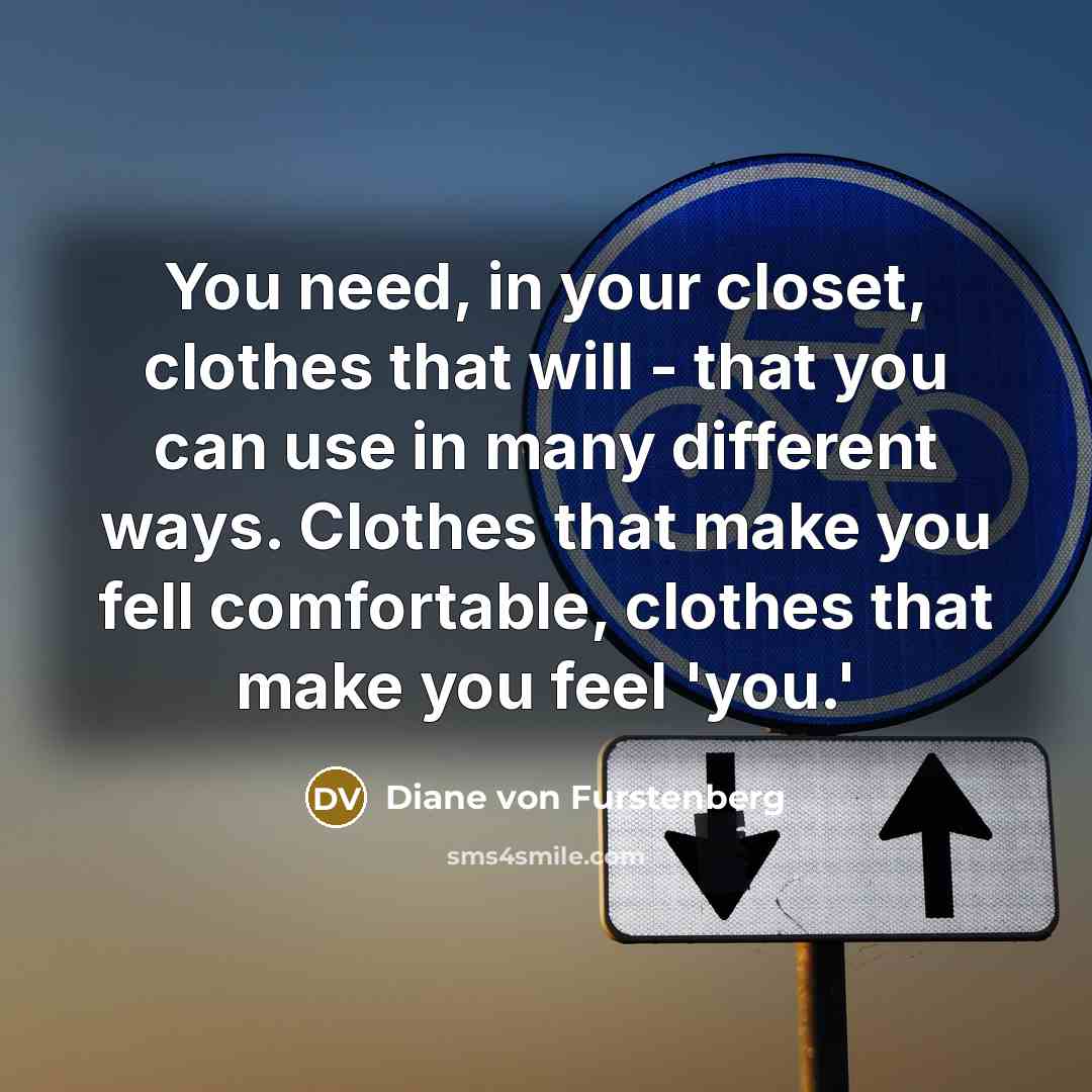 “You need, in your closet, clothes that will - that…” quote by Diane von Furstenberg