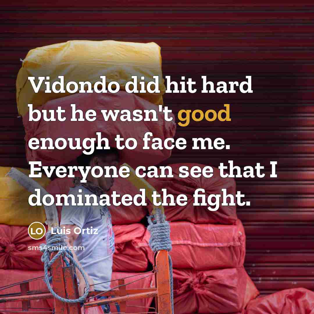 “Vidondo did hit hard but he wasn't good enough to…” quote by Luis Ortiz