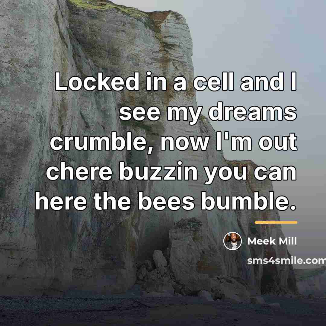 “Locked in a cell and I see my dreams crumble,…” quote by Meek Mill