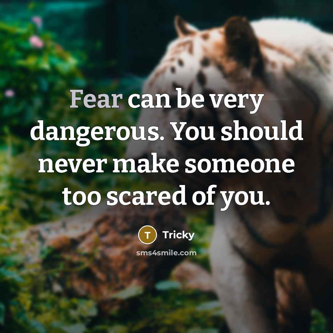 “Fear can be very dangerous. You should never make someone…” quote by Tricky