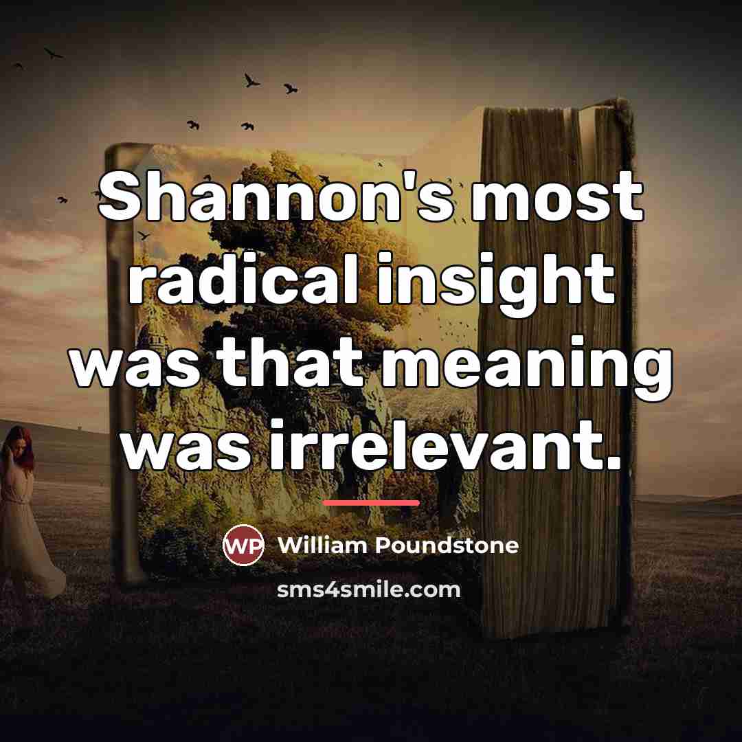 “Shannon's most radical insight was that meaning was irrelevant.…” quote by William Poundstone