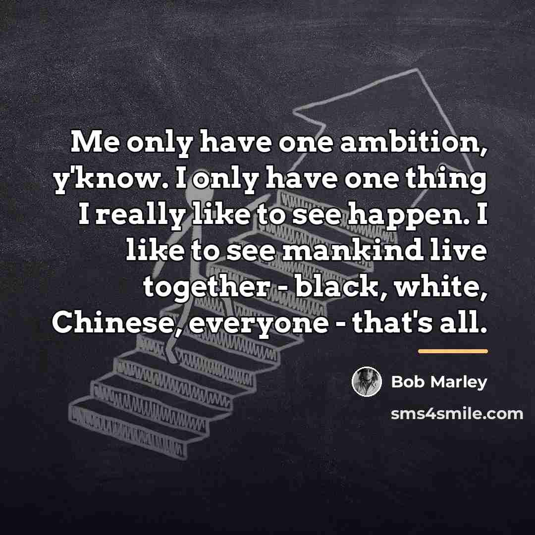 “Me only have one ambition, y'know. I only have one…” quote by Bob Marley