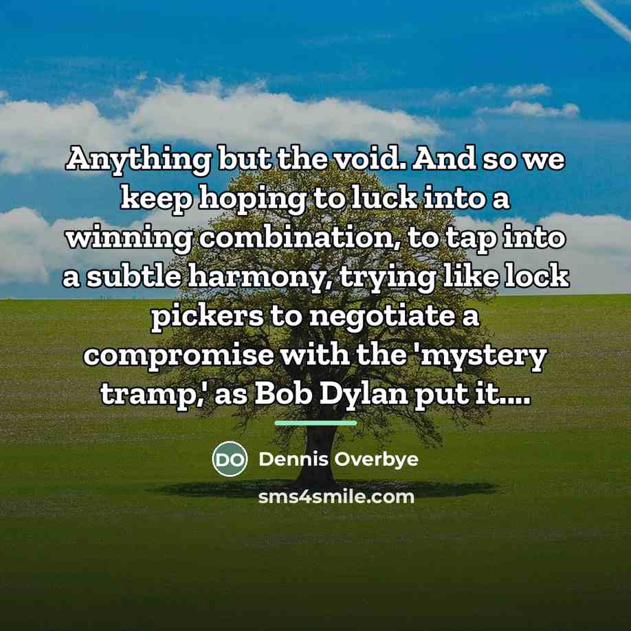 “Anything but the void. And so we keep hoping to…” quote by Dennis Overbye