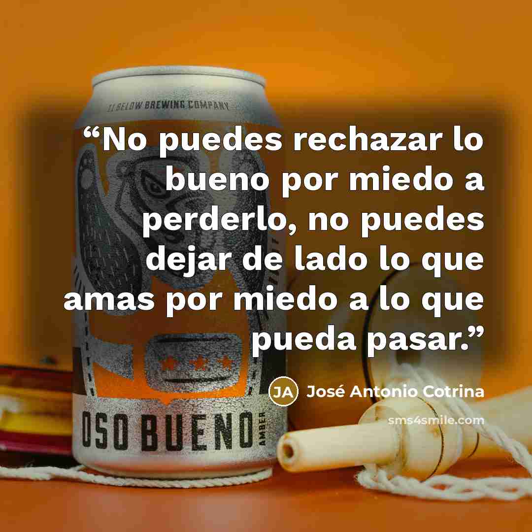 “No puedes rechazar lo bueno por miedo a perderlo, no puedes dejar de lado lo que amas por miedo a lo que pueda pasar.” quote by José Antonio Cotrina