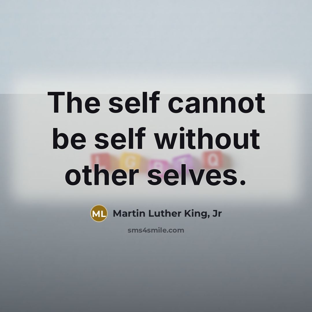 “The self cannot be self without other selves.…” quote by Martin Luther King, Jr
