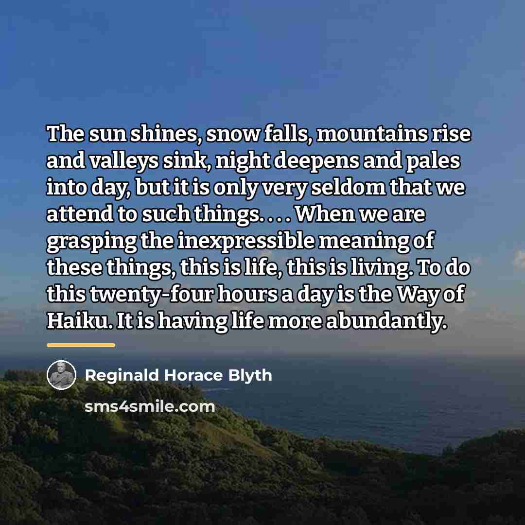 “The sun shines, snow falls, mountains rise and valleys sink,…” quote by Reginald Horace Blyth