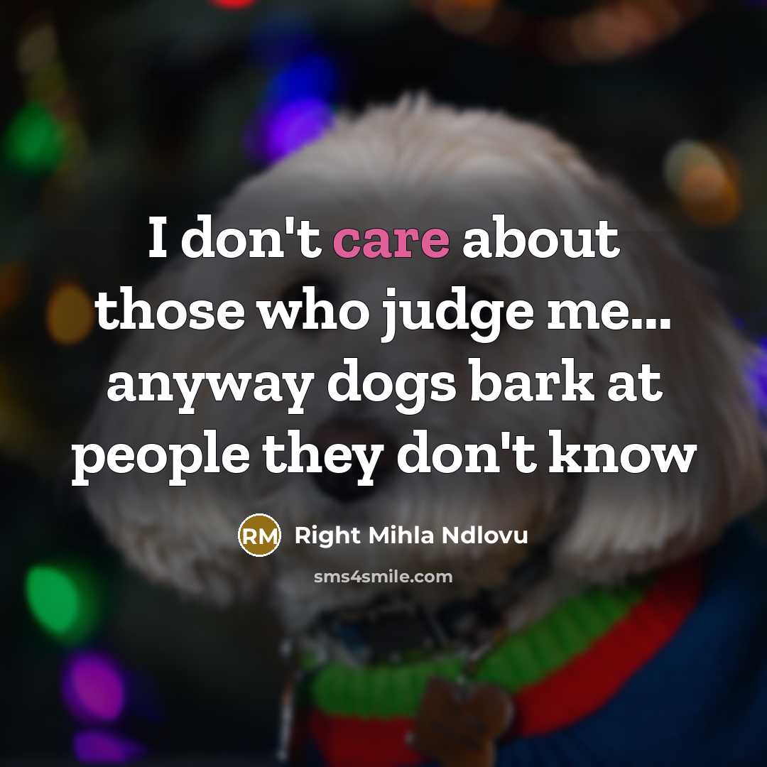“I don't care about those who judge me... anyway dogs bark at people they don't know” quote by Right Mihla Ndlovu