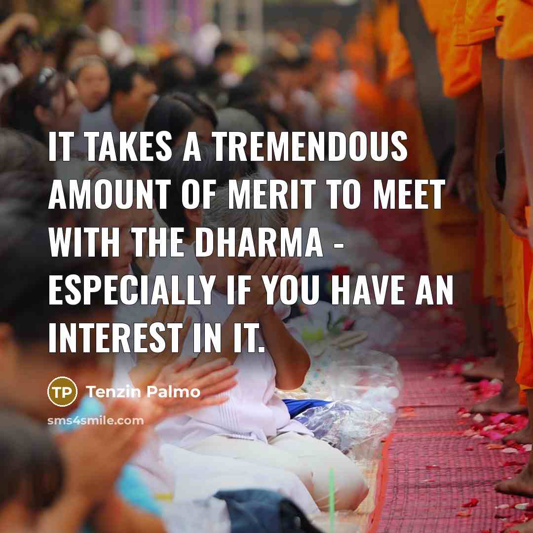 “It takes a tremendous amount of merit to meet with…” quote by Tenzin Palmo